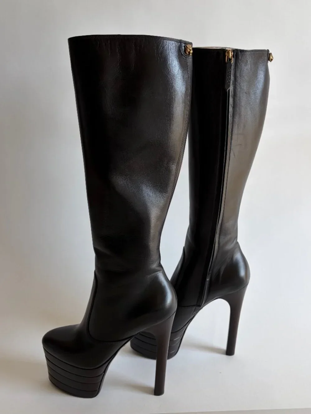 GUCCI ANGEL PLATFORM LEATHER KNEE HIGH BOOTS NEW - Picture 8 of 13